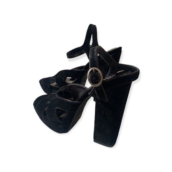 Zodiac USA Black Platform Heels Suede with ankle strap - Picture 3 of 5